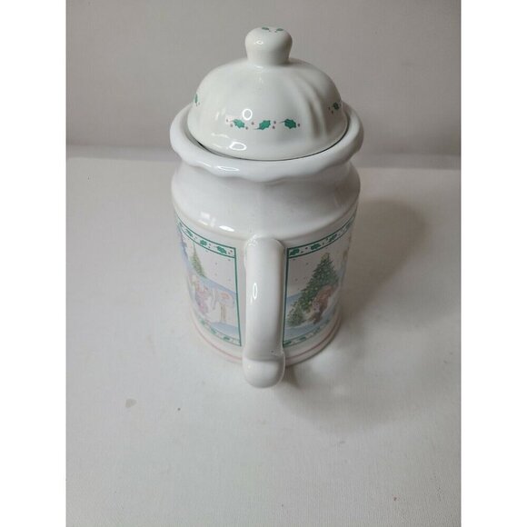 Vintage Precious Moments Enesco Christmas Tree Tea Pot  White Porcelain Holiday - Picture 4 of 10